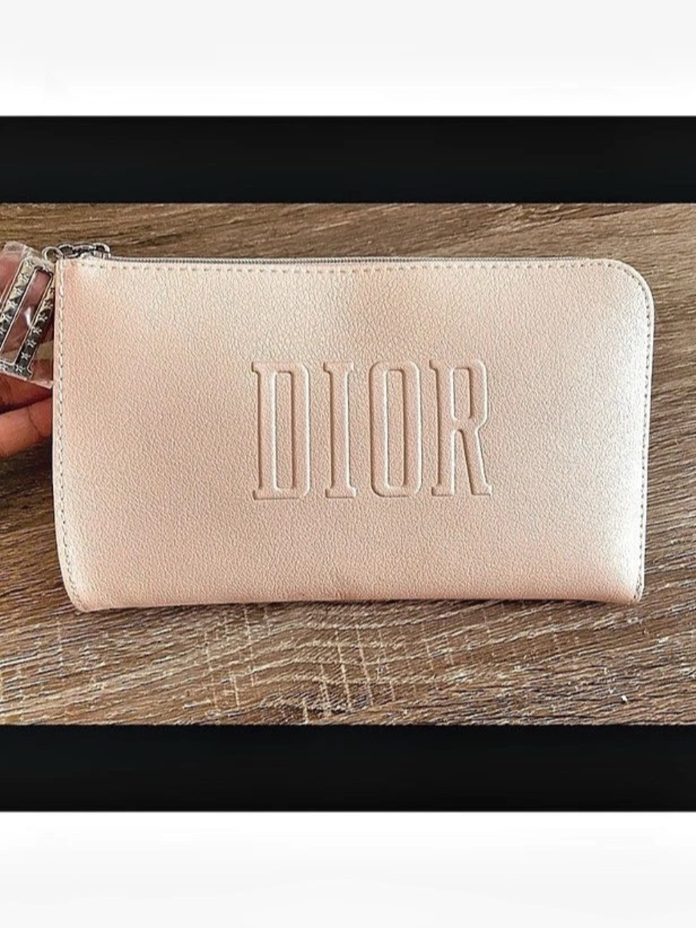 Dior Beauty Pink Embossed Logo Cosmetic Pouch
